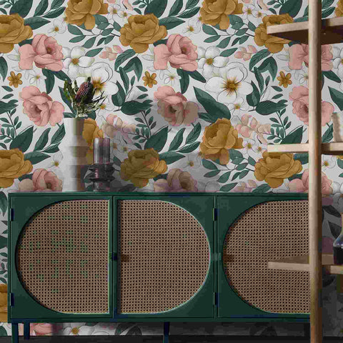 Elegant Floral Wallpaper - Soft Tones and Exquisite Flowers in Natural Harmony