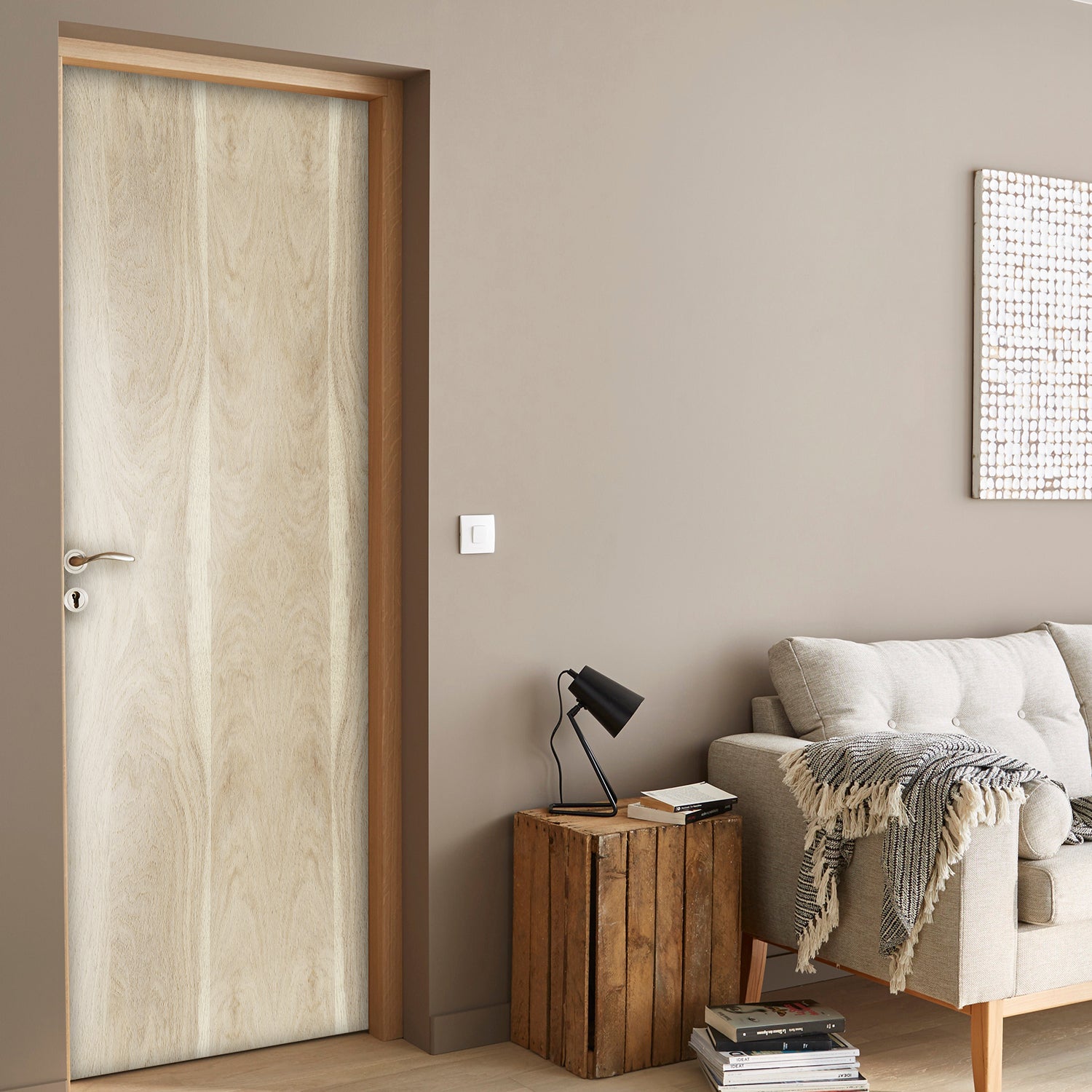 Light Walnut Wood Removable Wallpaper​ For Door