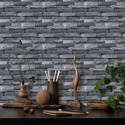 Dark Grey Stone Texture Wallpaper Rustic Tiles Stickers