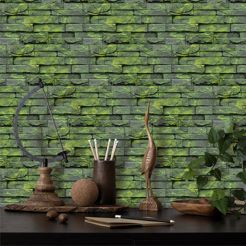 Emerald Green Stone Texture Wallpaper Rustic Tiles Stickers