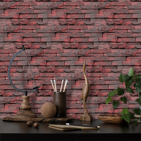 Dark Red Stone Texture Wallpaper Rustic Tiles Stickers