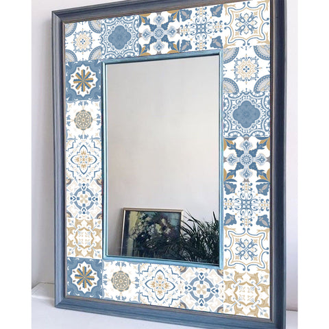 Blue-brown elegant tile stickers: inject retro charm into the space