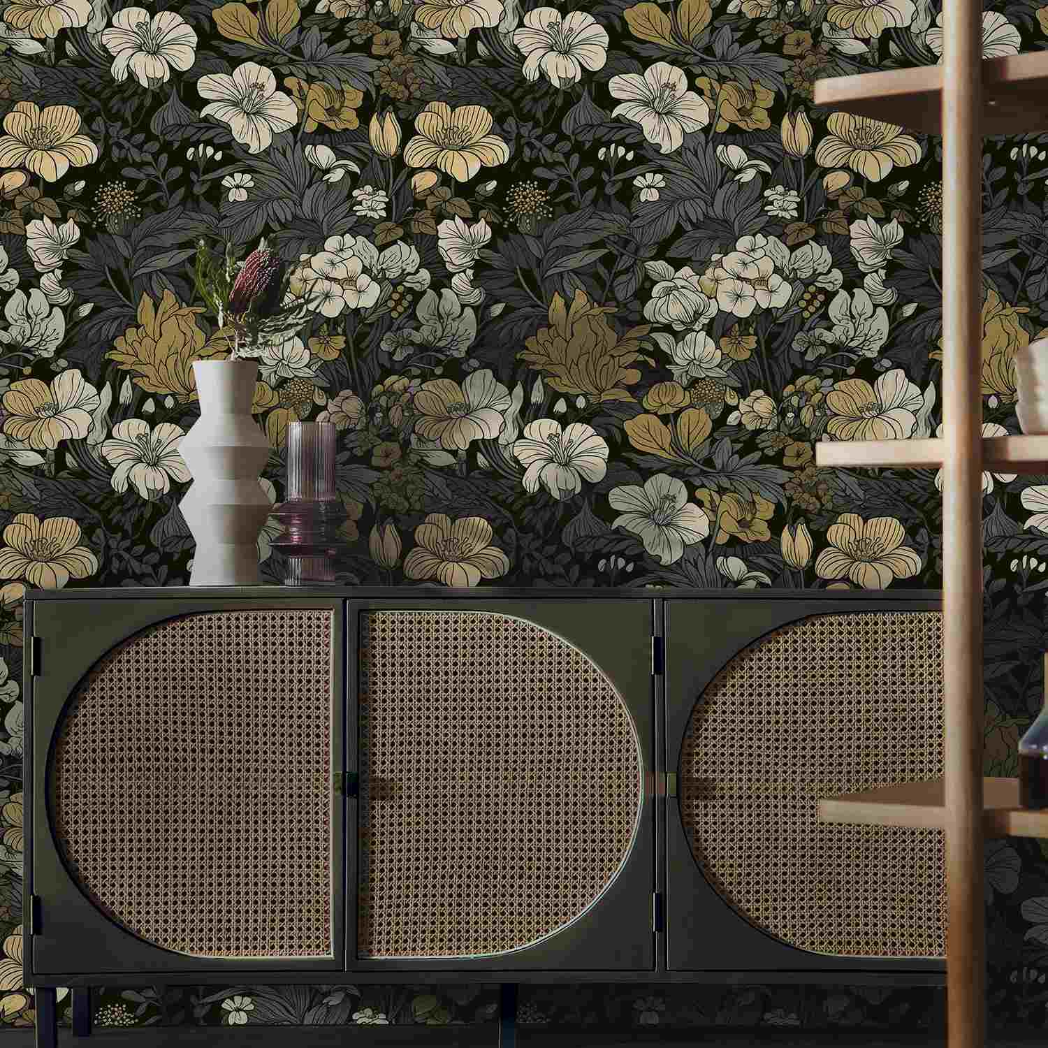 dark vintage floral wallpaper