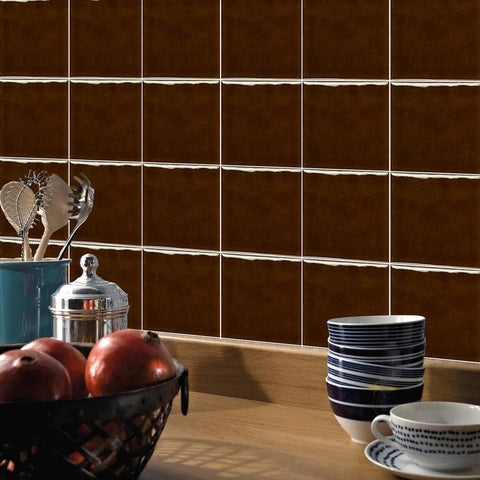 Kanagawa Brown Provence Wall Stickers Peel and Stick, Waterproof, Perfect for Kitchen, Bathroom, Stairs, and Backsplash