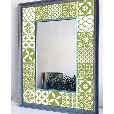 Olive Green Floral Tiles Tiles Creative tile stickers