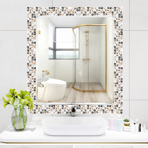 Black and Gold Stone Wallpaper Stonelike Mosaic Wall Tiles Modern Sticker Peel and Stick