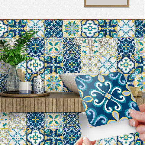 Fresh blue and yellow: the artistic vitality of tile stickers