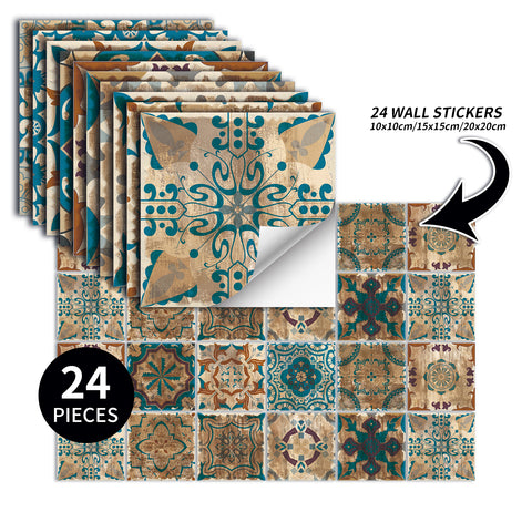 Retro blue-brown tile stickers: interpreting the artistic beauty of the years