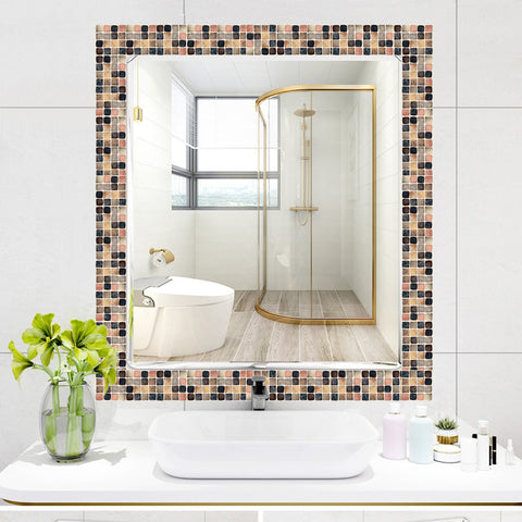 Brown Stone Wallpaper Stonelike Mosaic Wall Tiles Sticker Peel and Stick