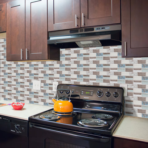 Soft Blue and Beige Peel and Stick Marble Floor Tiles Stickers Fresh and Breathe
