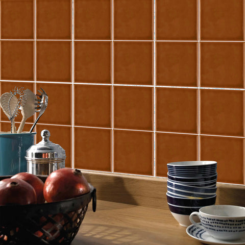 Warm Brown French Country Style Wallpaper Glazed Square Tile Sticker 10PCS