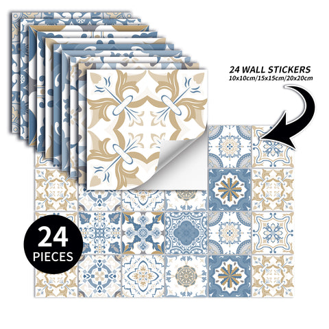 Blue-brown elegant tile stickers: inject retro charm into the space