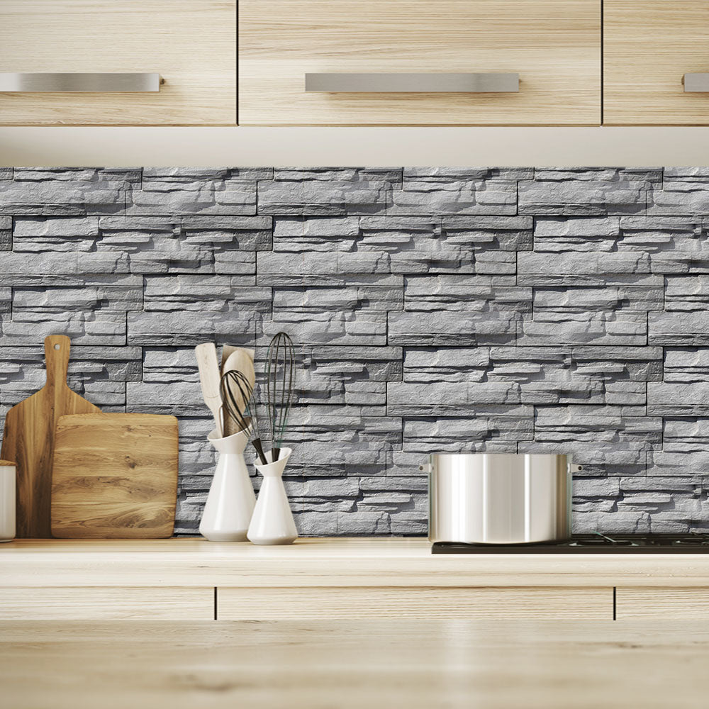 stone wall with wood element