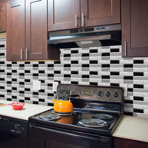 Black and White Peel and Stick Marble Texture Floor Tiles Stickers Modern Fashion