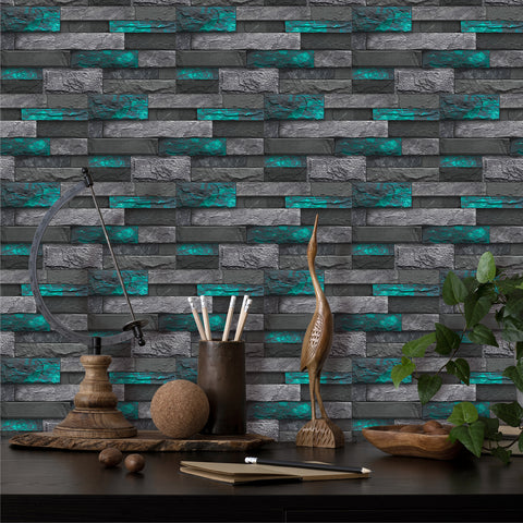 Blue and Green Stone Texture Nature Wallpaper Rustic Tiles Stickers