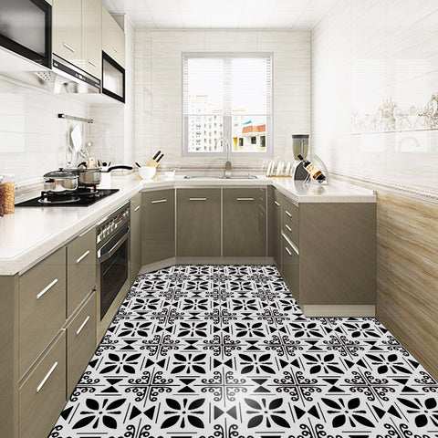 Ornate Monochrome Tile Accents - Captivating Moroccan-Inspired Florals