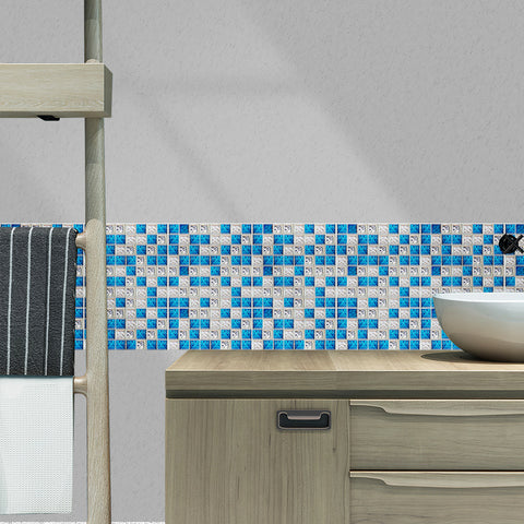 Blue and Grey Stone Wallpaper Stone Texture Mosaic Fresh Wall Tiles 25pcs Peel and Stick