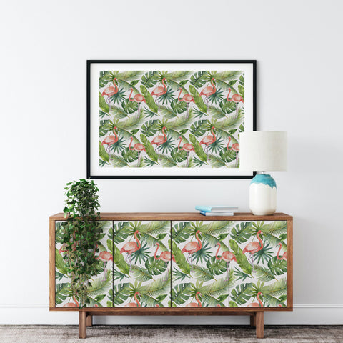 Tropical plants and flamingos in the forest wallpaper - Tropical Forest Fantasy Painting