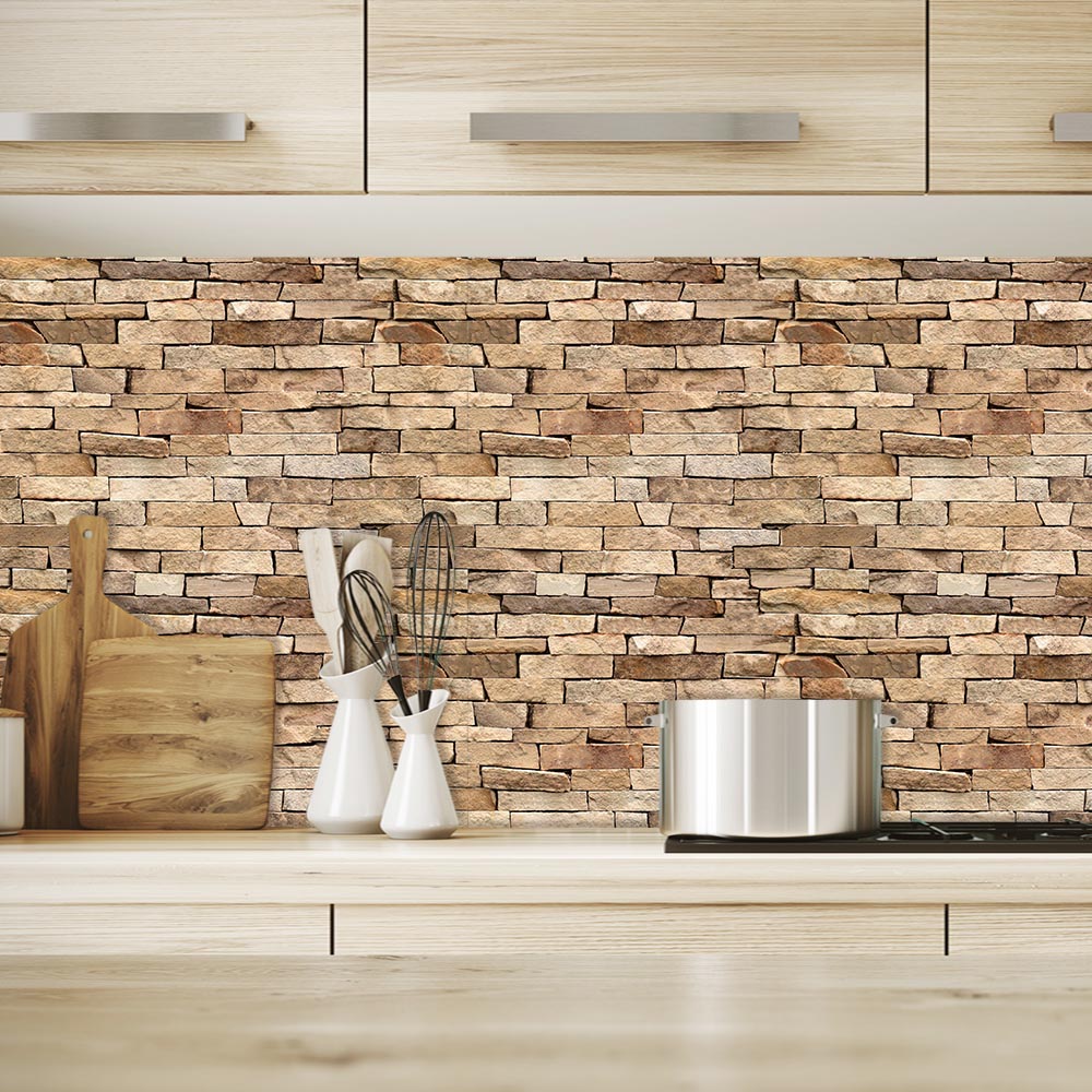 stone wall with wood element