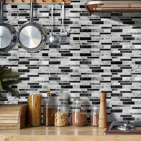 Special Shaped Marble Tile Sticker (Mixed Grey) 12pcs Peel And Stick Wallpaper Luxury and Elegant Style Wall Decor