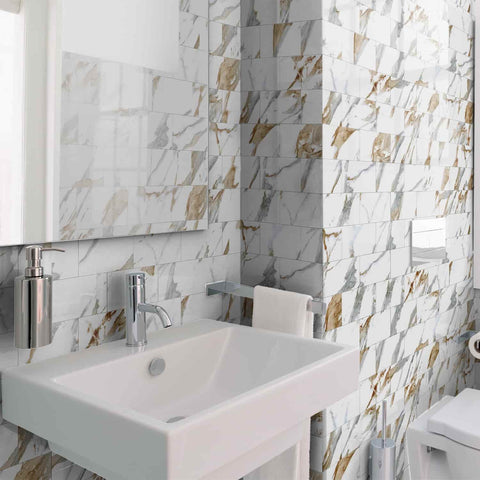 Grey and brown ink Marble Peel and Stick FLoor Tile Stickers Bathroom Self Adhesive
