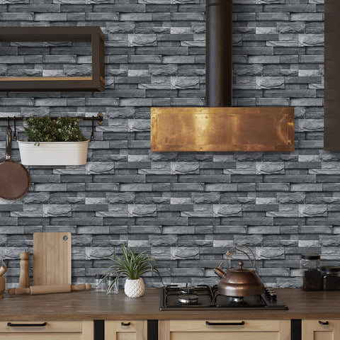 Dark Grey Stone Texture Wallpaper Rustic Tiles Stickers