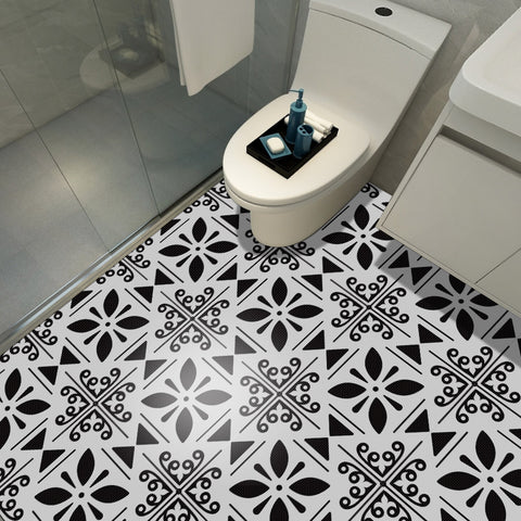 Ornate Monochrome Tile Accents - Captivating Moroccan-Inspired Florals