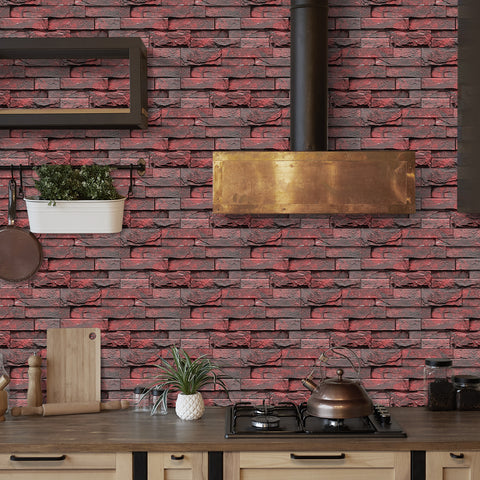 Dark Red Stone Texture Wallpaper Rustic Tiles Stickers