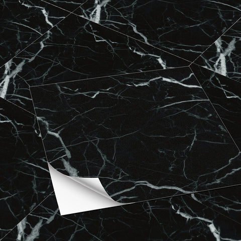 Navy Blue Marble Texture Floor Stickers Peel and Stick Tile Easy to Apply Minimalist Elegant