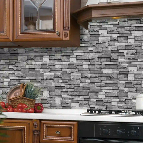 Special Shaped Marble Tile Sticker (Dark Grey) 12pcs Peel And Stick Wallpaper Luxury and Elegant Style Wall Decor