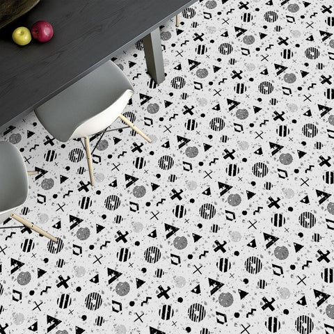 Chic Black and White Abstract Shape Tile Decal