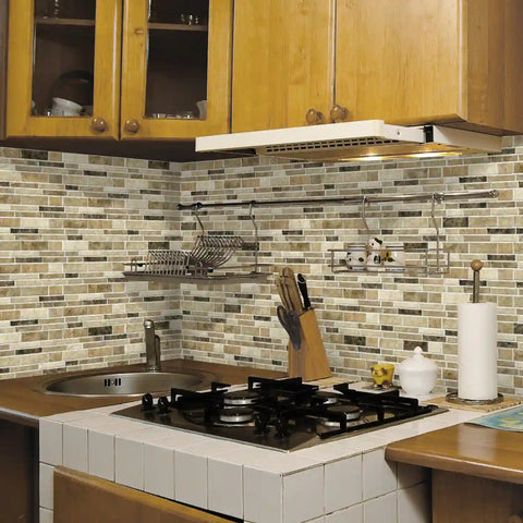 Special Shaped Marble Tile Sticker (Dark Yellow) 12pcs Peel And Stick Wallpaper Luxury and Elegant Style Wall Decor