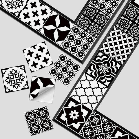 Black and White Geometric Tiles Creative tile stickers