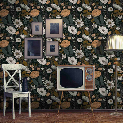 peel and stick wallpaper dark floral