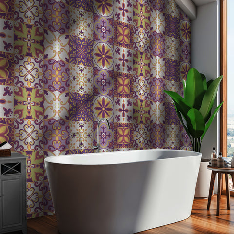 Romantic vortex: a dreamy tile sticker with pink, purple and yellow as the base tone