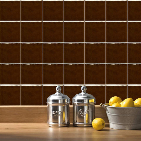 Kanagawa Brown Provence Wall Stickers Peel and Stick, Waterproof, Perfect for Kitchen, Bathroom, Stairs, and Backsplash