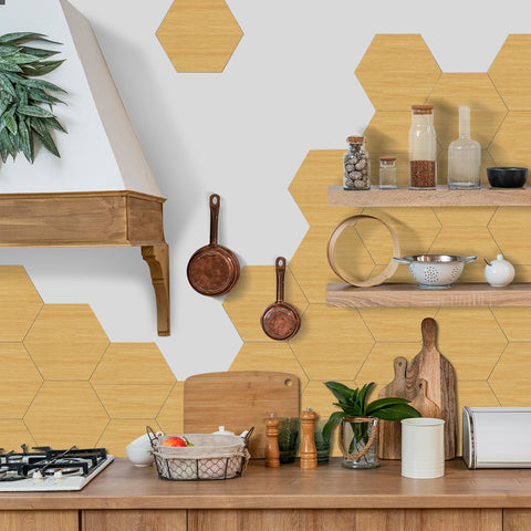 Light Oak Hexagonal Foam Tile Stickers