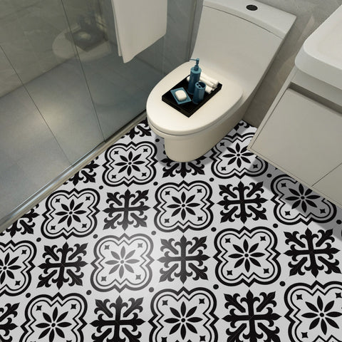 Sophisticated Monochrome Tile Overlays - Bold Floral and Geometric Accents