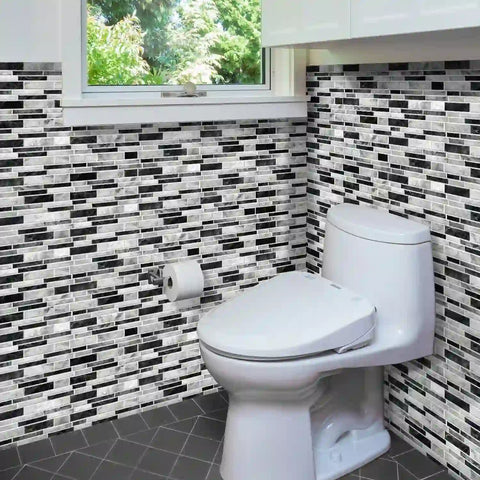 Special Shaped Marble Tile Sticker (Mixed Grey) 12pcs Peel And Stick Wallpaper Luxury and Elegant Style Wall Decor