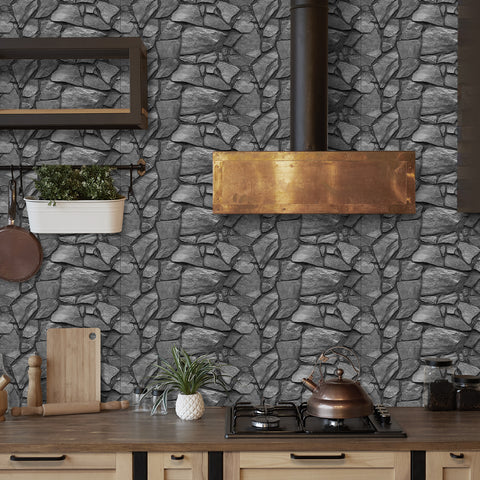 Grey Irregular Simulates 3D Stone Texture Wallpaper Nature Tiles Stickers