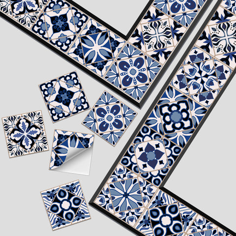 Blue and white classic tile stickers: interpreting the eternal elegance