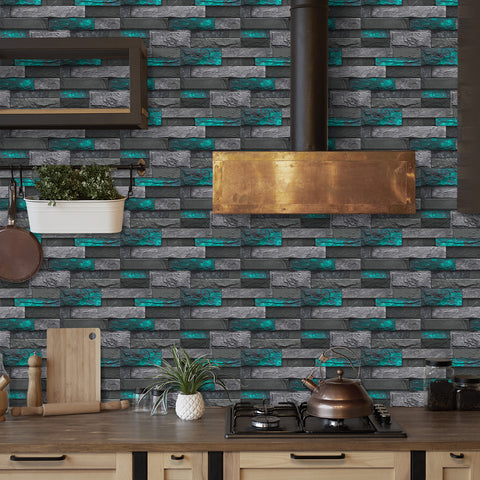 Blue and Green Stone Texture Nature Wallpaper Rustic Tiles Stickers