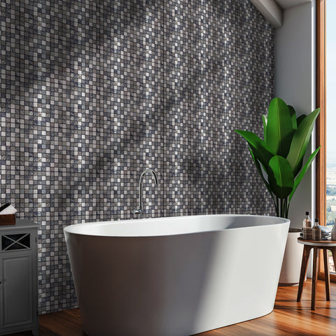 Silver-gray imitation stone: natural luxury tile sticker