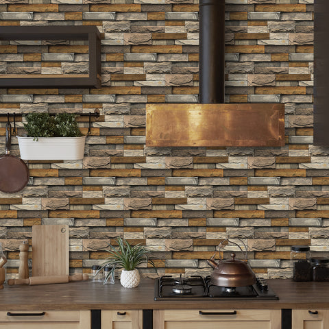 Light Brown Stone Texture Wallpaper Rustic Tiles Stickers