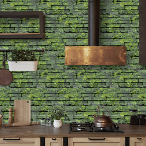 Emerald Green Stone Texture Wallpaper Rustic Tiles Stickers