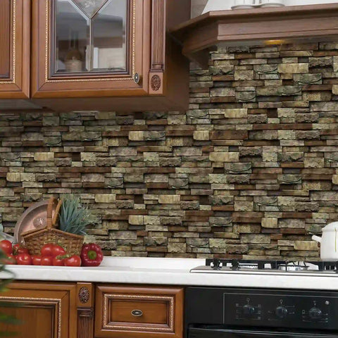 Special Shaped Marble Tile Sticker (Dark Brown) 12pcs Peel And Stick Wallpaper Luxury and Elegant Style Wall Decor