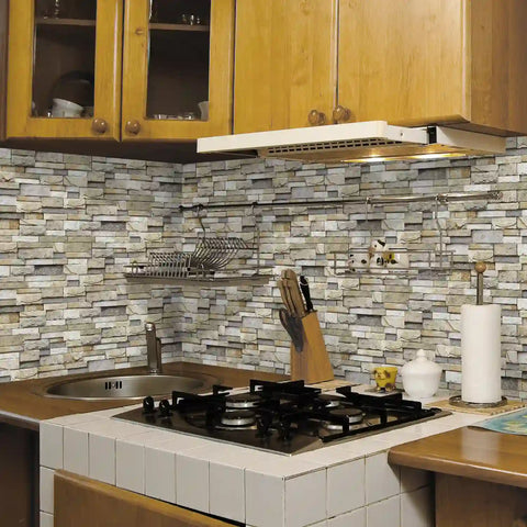 Special Shaped Marble Tile Sticker (Light Brown) 12pcs Peel And Stick Wallpaper Luxury and Elegant Style Wall Decor