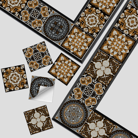 Retro brown-tone tile stickers: interpreting the beauty of classic art