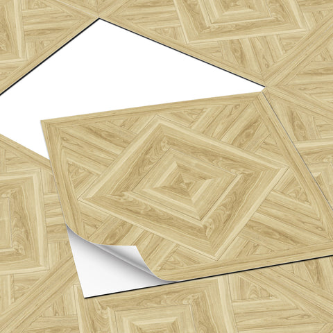 Beige Geometric Wood Stick & Peel Floor Tiles for Home Design