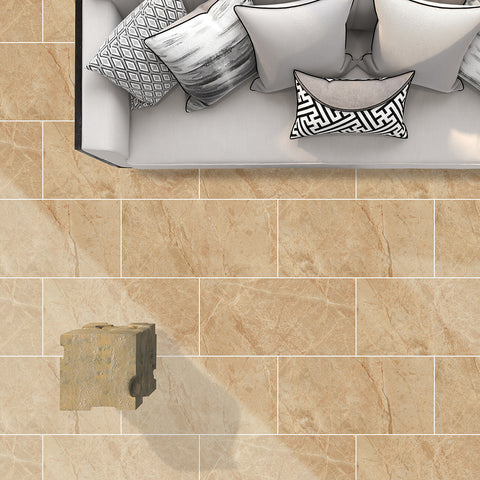 Peel and Stick Brown Marble Effect Tile Floor Sticker Decals